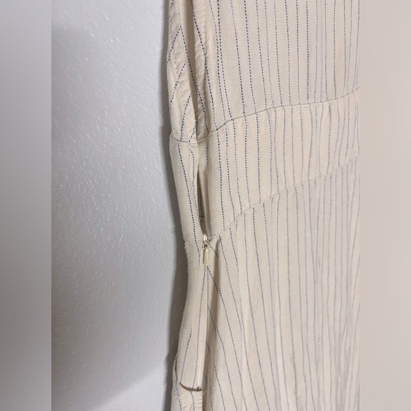 Free People Pretty Daze Linen Blend Ivory Pinstripe Midi Dress - Picture 7 of 10